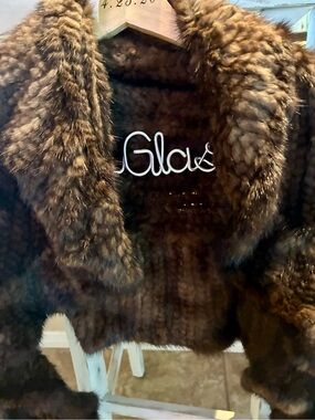 Women's Brown Knitted Authentic Mink Fur Shawl